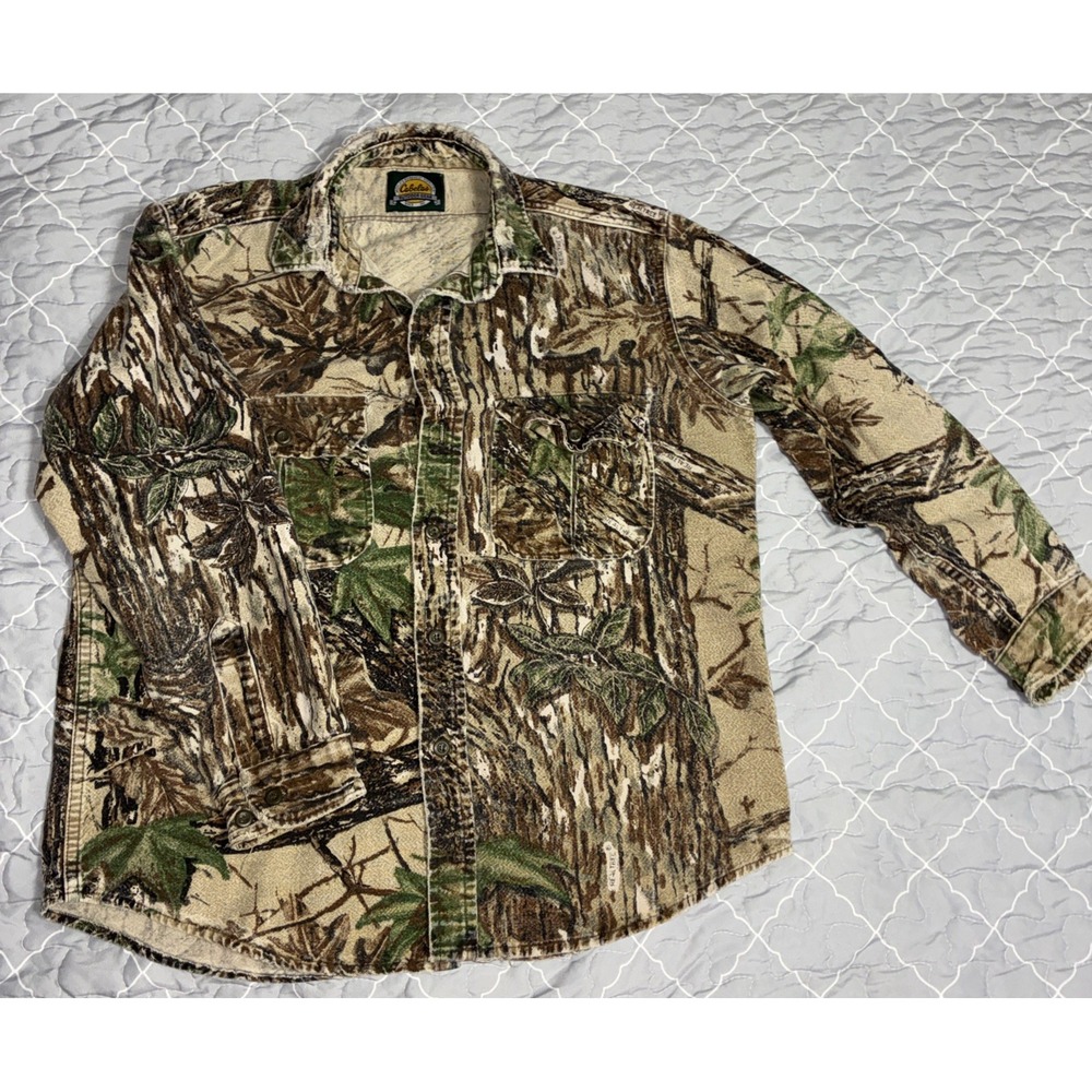 Vintage Cabelas Camo Flannel Shirt Real Tree Hunting Button-Up 90s Mens XL